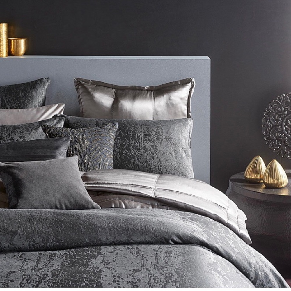 3PC KING Donna Karan Moonscape Jacquard Duvet Cover/2 King Shams NEW